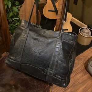 Day & Mood Black Leather Expandable Purse/Tote